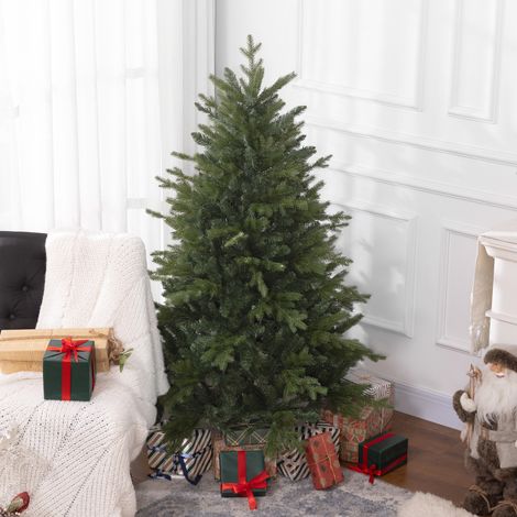 Albero di Natale 150 cm Artificiale in Plastica e Base in Metallo Pieghevole, Albero di Natale Finto con 1309 Rami Ignifughi, Facile da Montare, Ø105x150 cm, Verde (1/5)