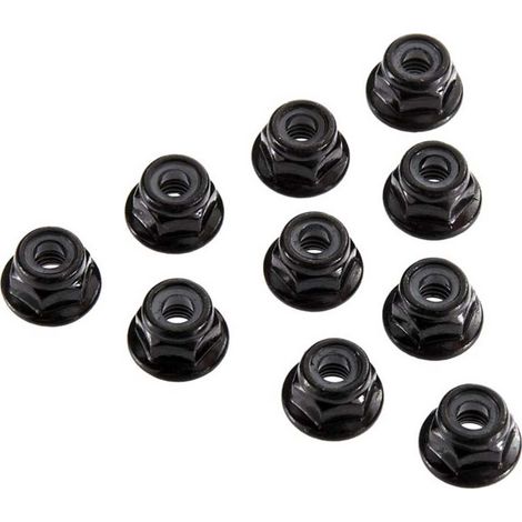 Serrated Nylon Lock Nut Black 4mm (10)