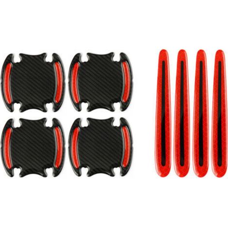 8 PCS (Red) Anti-Scratch Protection for Car Door Handle, Car Door Handle Self-Adhesive Film, 3D Stickers for Door Handle with Reflective Safety Strips (1/5)