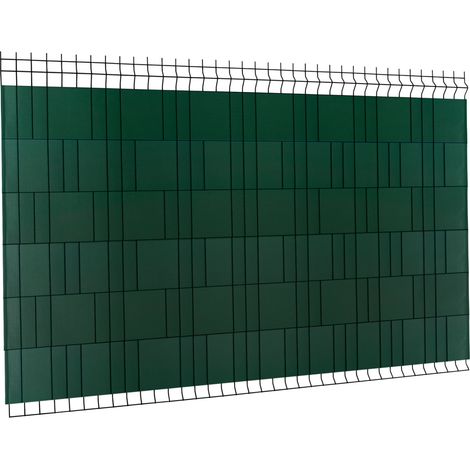 Idmarket – Lamelles occultantes PVC souples vertes 35 m – Brise vue horizontal – Résistance aux intempéries – Installation facile avec 20 clips fournis