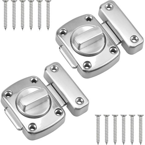 Loquet de Porte Sécurité Rotatif Verrou Cabine en Alliage Zinc Serrure Tournante avec Vis pour d'armoire Salle Bain, Argent, 40 mm 55 mm 12,5 mm (1/5)