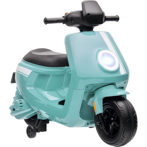 Elektrischer Kinderroller, Kindermotorrad mit Scheinwerfer und Musik, Vorwärts-/Rückwärtsgang und Stützrädern.