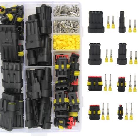 352 Pièces Imperméable à l'eau Connecteurs Connecteur Electrique de Voiture Etanche 1/2/3/4 Broches pour Moto Scooter Voiture Camion Caravan (1/5)
