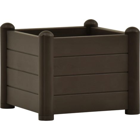Jardinière lit surélevé plantes fleurs jardin PP 43 x 43 x 35 cm moka (1/4)