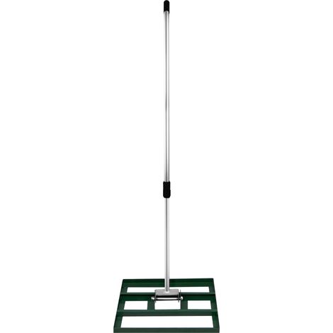 Livellatrice 50cm x 32cm Rastrello Livellatore Leggero Acciaio Zincato Alluminio Verde 1,2 - 1,9m Manico Estensibile Facile Impugnatura Attrezzo Giardino Erba Terreno Tappeto Erboso Artificiale Concim
