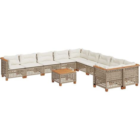 Maison Exclusive - Set Divani da Giardino 11 pz con Cuscini Beige in Polyrattan (1/5)