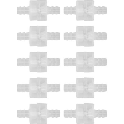 Lot de 10 clapets anti-retour unidirectionnels translucides avec ressort pour tuyau d'arrêt d'eau, destinés à l'industrie chimique (8 mm / 0,3 po). (1/5)