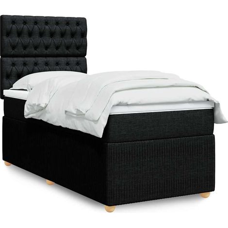 Boxspringbett mit Matratze Schwarz 90x200 cm Stoff (1/5)