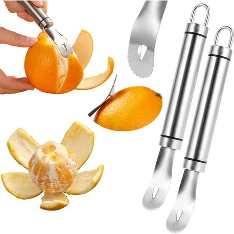 Pelapatate per arance in acciaio inox, 2 pezzi. Pelapatate portatile, sottile, per agrumi. Lo strumento perfetto per pelare in modo facile e veloce. (1/5)
