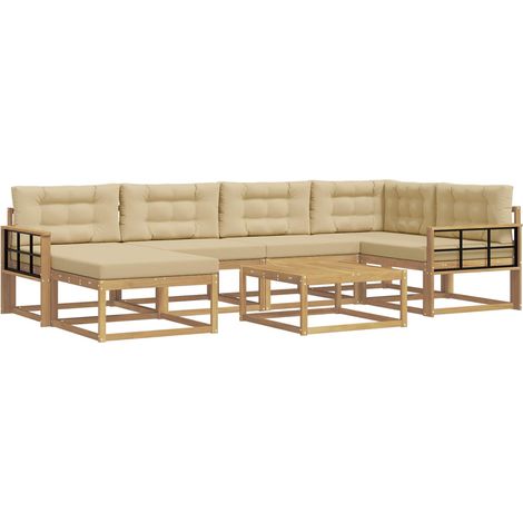 Outdoor Sofa Set 7 pcs White and Beige vidaXL (1/5)