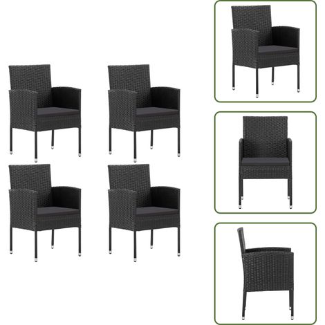 Chaises de jardin coussins noir lot de 4 noir résine tressée - Chaise De Jardin - Fauteuil De Jardin - Mobilier De Jardin - Décoration Extérieure - Terrasse (1/5)