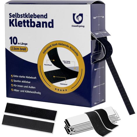 Bande Autocollante, 25mm × 10m noir, Fermeture Extra Forte Autocollante, Bande Double Face pour Intérieur et Extérieur, Bande Adhésive (1/5)