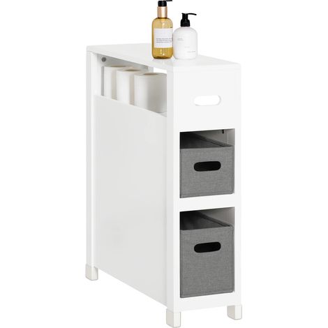 Estantería de almacenamiento, cestas extraíbles, diseño compacto, BLANCO (1/5)
