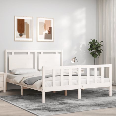 Massivholzbett ohne Matratze Weiß 160x200 Kiefernholz vidaXL (1/5)