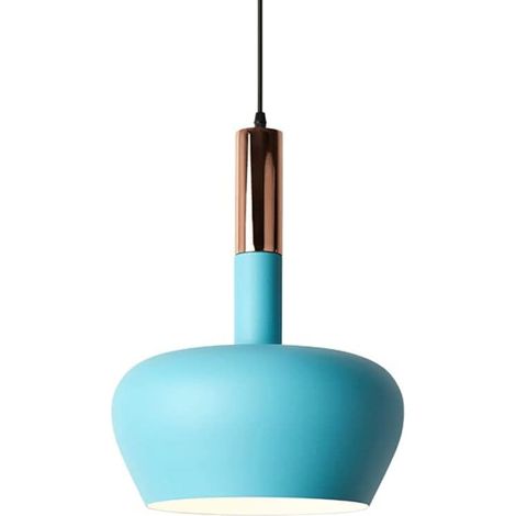 Lampes Suspendues LED en Métal Lampe Suspendue Créative Personnalisée Abat-Jour Plafonnier Minimaliste Macaron Lampe Suspendue pour Éclairage Plafond pour Îlot Cuisine,Bleu (1/5)