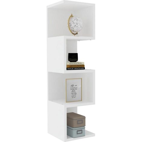 Libreria Cissone, Biblioteca 3 Ripiani, Installazione Libera, Struttura Verticale, 27x25x95h cm Bianco
