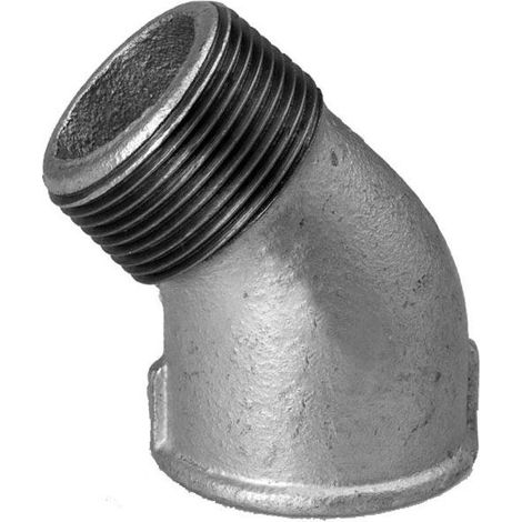 Hermann Schmidt Temperguss angle DN 32, 2000 2000 /4", 45 degrés filetage intérieur/filetage extérieur, galvanisé