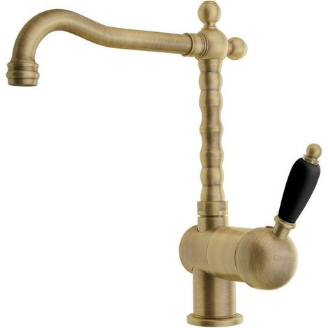 KIRKÉ BLACK Mitigeur de cuisine, levier noir, bronze (1/2)