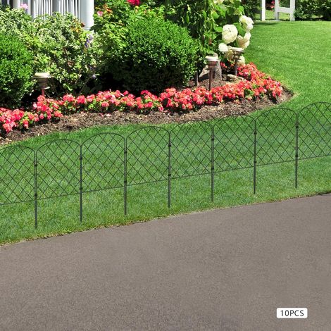 Dekorativer Gartenzaun aus Metall,10Pcs 61cm H x 33cm B,Hundezaun Tier Barriere Landschaft Fechten,Steckzaun ohne Graben Fechten Grenze für Hof Terrasse Blumenbeet (1/5)