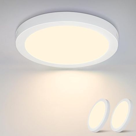 GBLY Lámpara de Techo LED 2ER, Lámpara de Pasillo Redonda de 18W - 3000K Moderna Blanca IP44 Impermeable Blanco Cálido Ø23CM para Cocina Oficina Sala de Estar Habitación Infantil Dormitorio (1/5)