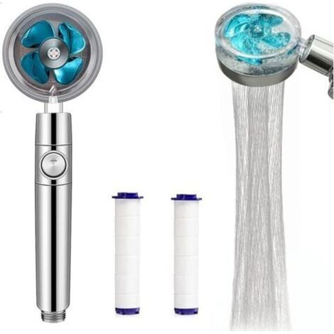 (blau, eins). Leistungsstärkerer Duschkopf, Hochdruck-Duschkopf, 360° drehbarer Strahl, einfache Montage für Badaccessoires mit Filter (1/5)