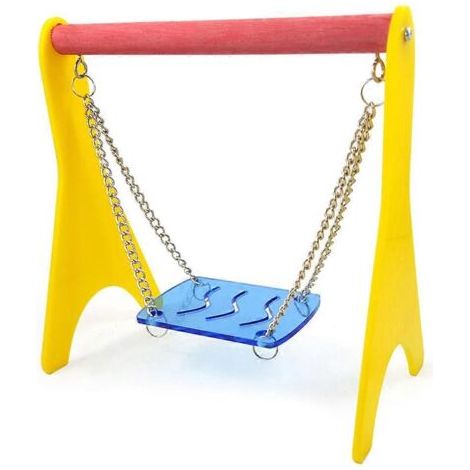 Balançoire en acrylique pour poussins avec chaînette de suspension, perchoir pour cage, support d'entraînement pour oiseaux (perroquets, poules, aras). (1/5)