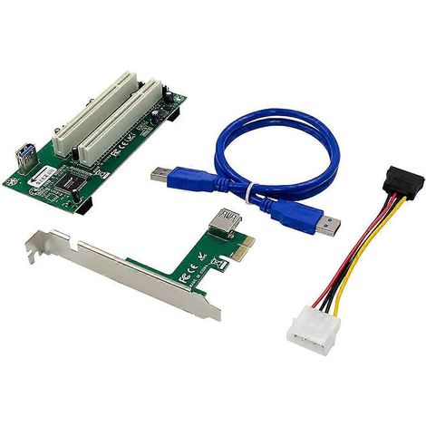 Carte d'extension PCI-E Express X1 vers PCI Riser - Carte convertisseur - 2 PCI (1/4)