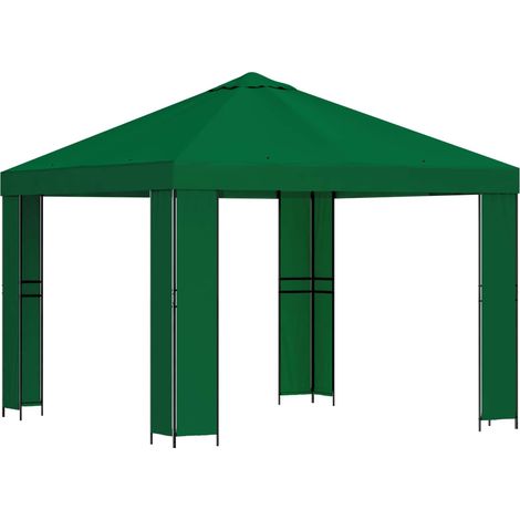 Cenador 3 x 3 m Verde Poliéster y Acero 190 gsm vidaXL