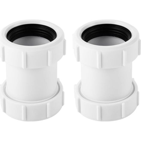 Lot de 2 connecteurs de tuyau droits en PVC de 40 mm, connecteurs d'extension de tuyau, raccords de plomberie pour baignoire, évier de cuisine, bac de douche (1/5)