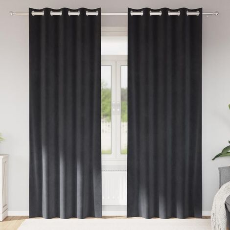 Rideaux occultants - FAFEISY - 4107226 - Velours - 140 x 245 cm - Gris foncé (1/3)