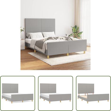 Kopfteil - Bettgestell ohne Matratze Hellgrau 140x190 cm Stoff (1/5)