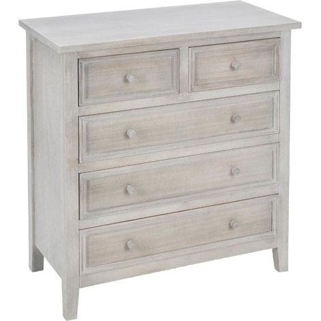 Atmosphera – Commode 5 tiroirs 81cm en panneaux MDF – Finition peinture nitrocellulose – Style naturel pour rangement élégant (1/2)