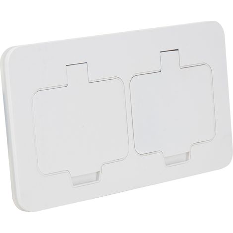 Double prise de sol encastrable 2P+T rectangulaire IP55 - blanc + boite - Protec (1/5)