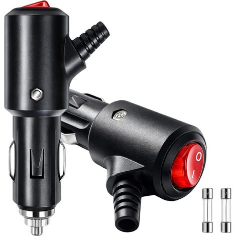 2 Pièces Prise Allume Cigare Male 12V, Prise Allume-Cigare Mâle avec 2 Fusibles 15A 12V/24V 16AWG à Double Isolation pour Voiture Camping-Car Bateau Moto GPS Camion (1/5)