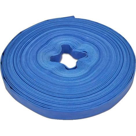 Manguera plana de PVC, 100 m de longitud, diseño ligero, color azul. (1/2)