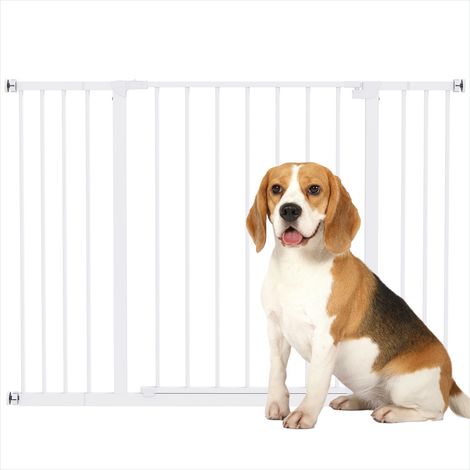 Chatière Barrière pour chien à portillon métal blanc extensible (1/5)