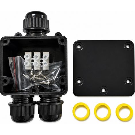 Boîte de Dérivation Noire IP68 3 Voies pour Éclairage Extérieur (1/5)