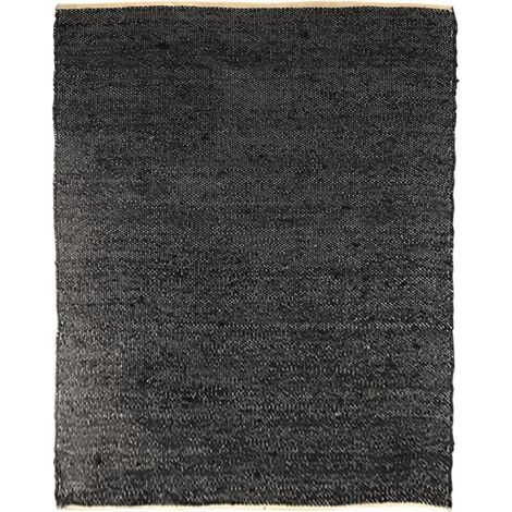 Tapis 160x230 cm noir en jute fibre tressée naturelle - BERNARD 5531