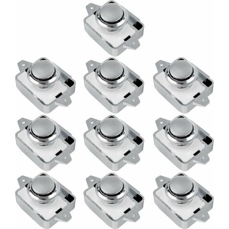 10PCS Bouton poussoir serrure SA RV tiroir placard bouton de porte camping-car caravane (argent 10 pièces) -