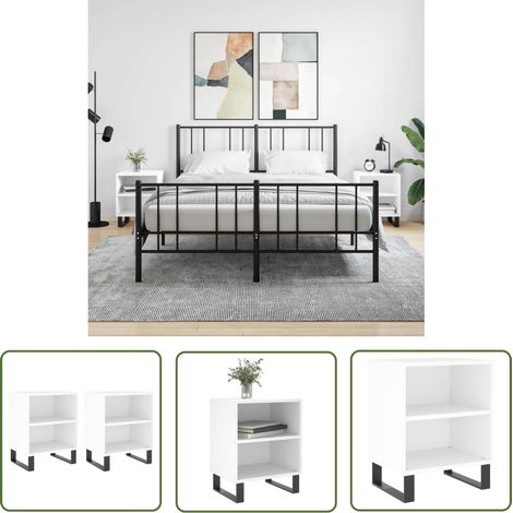 The Living Store Tables de chevet 2 pcs blanc 40x30x50 cm bois d'ingénierie - Table De Chevet - Meuble De Chambre - Table De Nuit - Commode - Rangement Intérieur (1/5)
