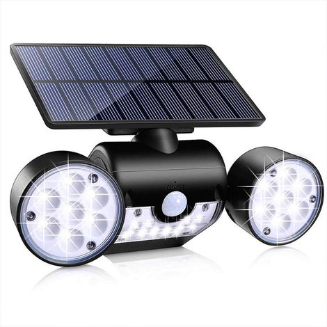 Luces solares con sensor de movimiento, iluminación para garajes, alumbrado público, iluminación para jardines, apliques de pared de tres luces. (1/5)
