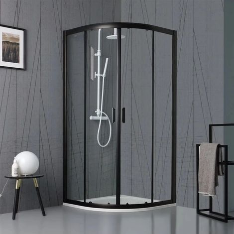 box doccia "luna" semicircolare nero opaco, 90x90x190 cm