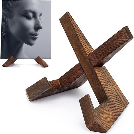 support de disque vinyle en bois pour albums et rangement en vinyle, support de livre de cuisine en bois, chevalets pour présentation d'images et de photos (6,5 pouces) (1/5)