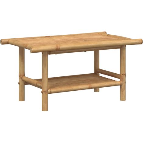 Mesa de centro de estilo exótico con estante 70 x 40 x 35 cm bambú con acabado natural DEC037126