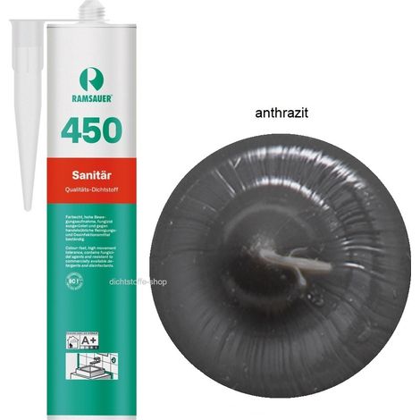 Ramsauer 450 Sanitär Silikon Fugen Dichtstoff 310ml Kartusche anthrazit (1/5)