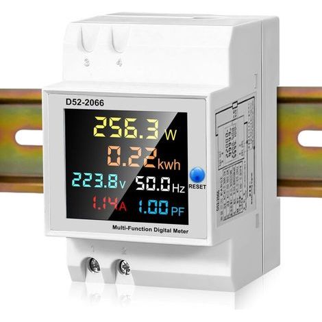Compteur d'énergie électrique monophasé 6 en 1, AC 40 – 300 V 100 A multifonction compteur consommation électrique ampèremètre voltmètre DIN compteur d'électricité avec écran LCD (1/5)