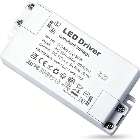 Transformateur LED 12V 30W, Alimentation 12V AC/DC 220V Transformateur 220V LED à Tension Constante pour Bandes LED, Lampes et Projecteurs Encastrés,Driver de Tension Constante pour Bandes (1/5)