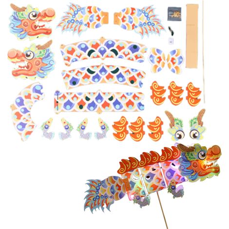 Lanterne LED Portative Style Chinois, Motifs Carpe Dragon Danse Lion, Lumineuse pour Nouvel An Asiatique (Dragon Bleu)-KZQ (1/2)