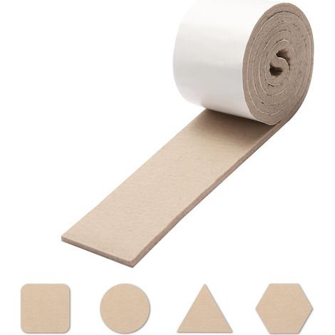 Bandes de feutre souples autocollantes 5 mm - Patins pour meubles découpables - 1 m x 5 cm - Pour glisser facilement sur parquet et carrelage - Silencieux et doux pour le sol - Beige (1/5)