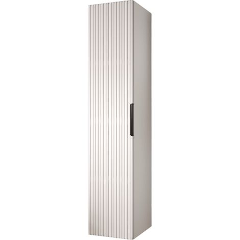 Hochschrank Bernstein TIM 35x165x35cm flexible Montage Badmöbel: Weiß matt profiliert, Metallgriff: Schwarz matt